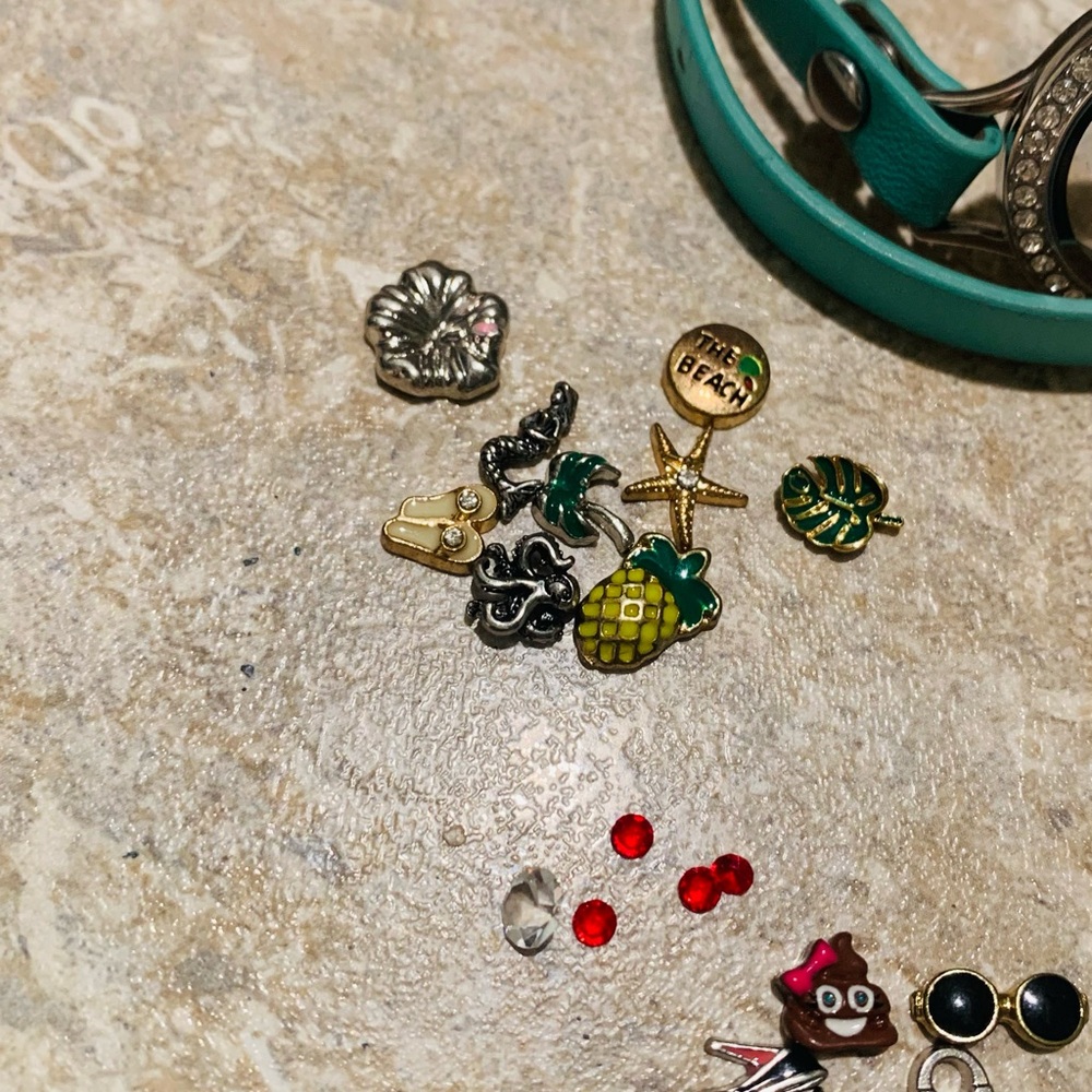 Origami Owl Teal Wrap Bracelet with Crystal Accents and Charms! - Picture 3 of 6